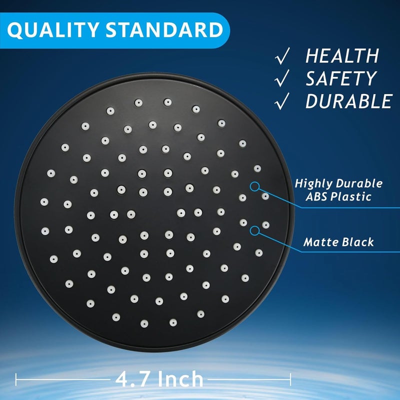 Nuodan High Pressure Shower Head - 4.7“ Powerful Bathroom Pressure Boosting Rain Showerhead - Perfect Universal Replacement for Rainfall Shower Heads (Black) - Image 5